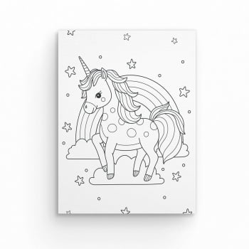 Tela Desenho Pintar com Tintas e Decorar com Stickers - Unicórnio - Artizi  - Pintar por numeros