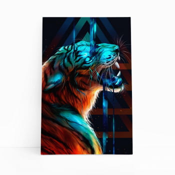 Tigre Azul Desenho Animais Decorativo Quadro Canvas 