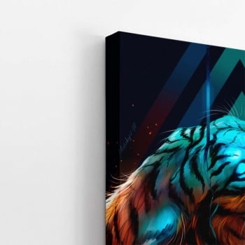 Tigre Azul Desenho Animais Decorativo Quadro Canvas 