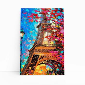 Torre Eiffel Arte Pinceladas Colorida Quadro Canvas