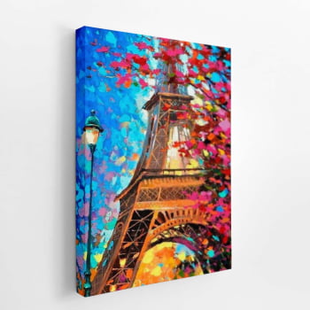 Torre Eiffel Arte Pinceladas Colorida Quadro Canvas