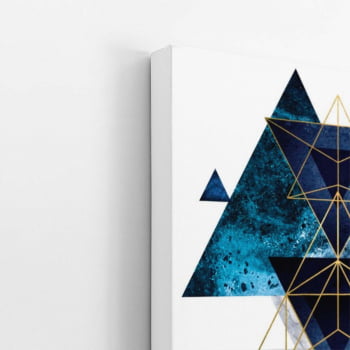 Triângulos Azul e Dourado Geométrico Quadro Canvas