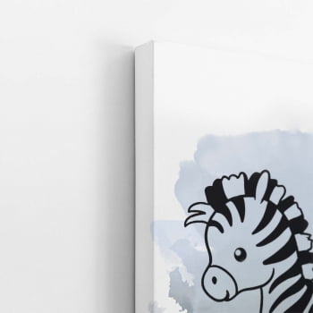 Zebra Desenho Animais Cinza Infantil Quadro Canvas
