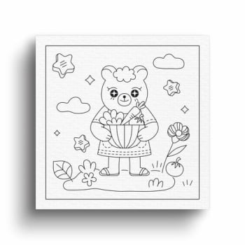 Tela Para Pintar Canvas Infantil Desenho 20x20cm